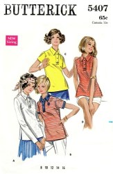 5407 1969 LOOSE COLLAR OVERBLOUSE SLVS OR NOT PATTERN 12 34